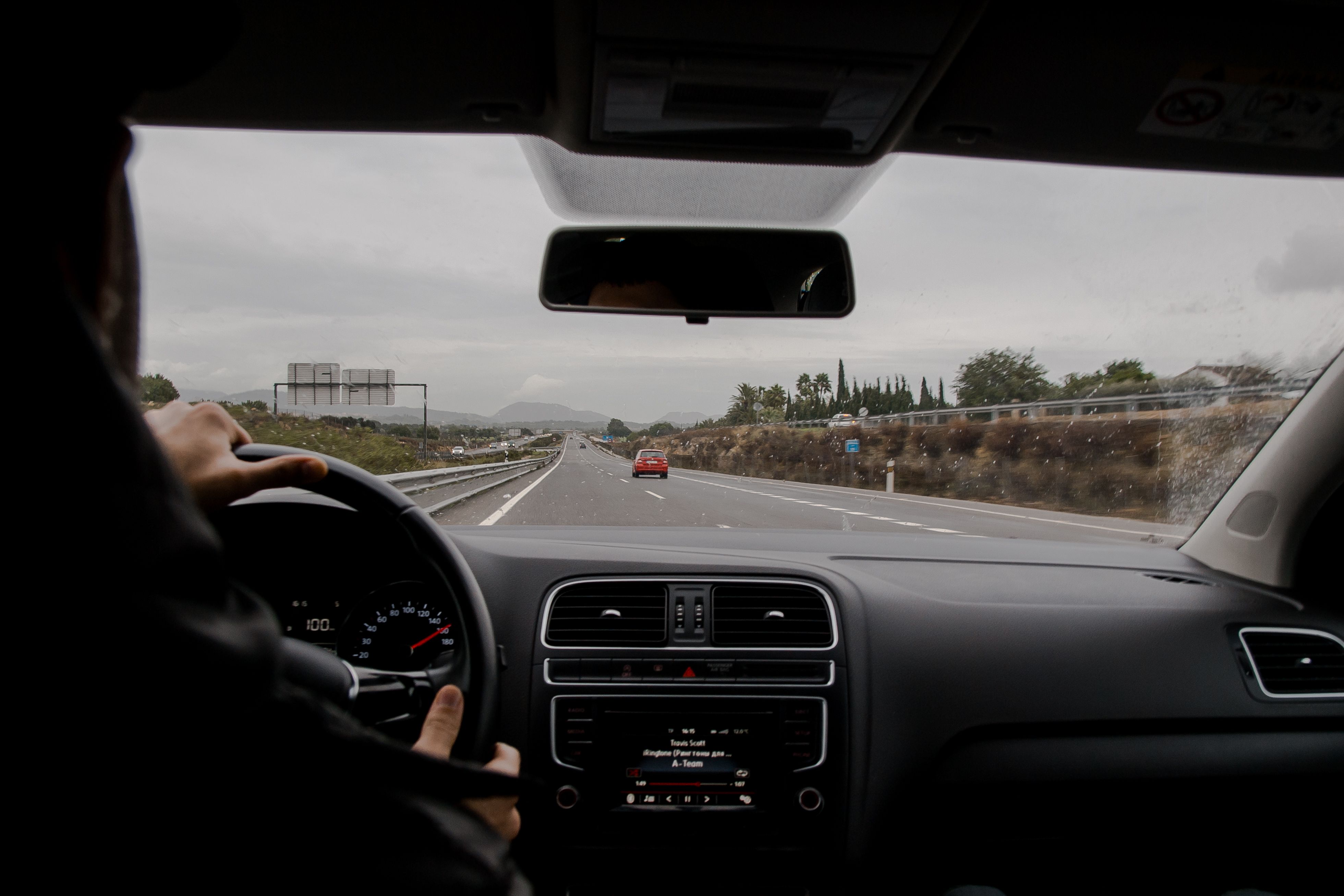 Woman driving car